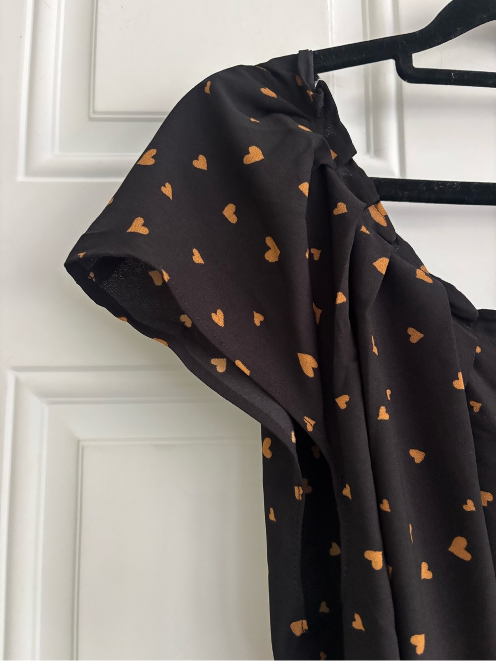 NWT Lauren Conrad Black Dress w/Gold Heart Print Tie-Waist Midi Dress, Size 2X - Picture 5 of 13